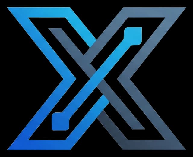 Isotipo de Hevix Labs: una X formada por líneas azules y pizarra